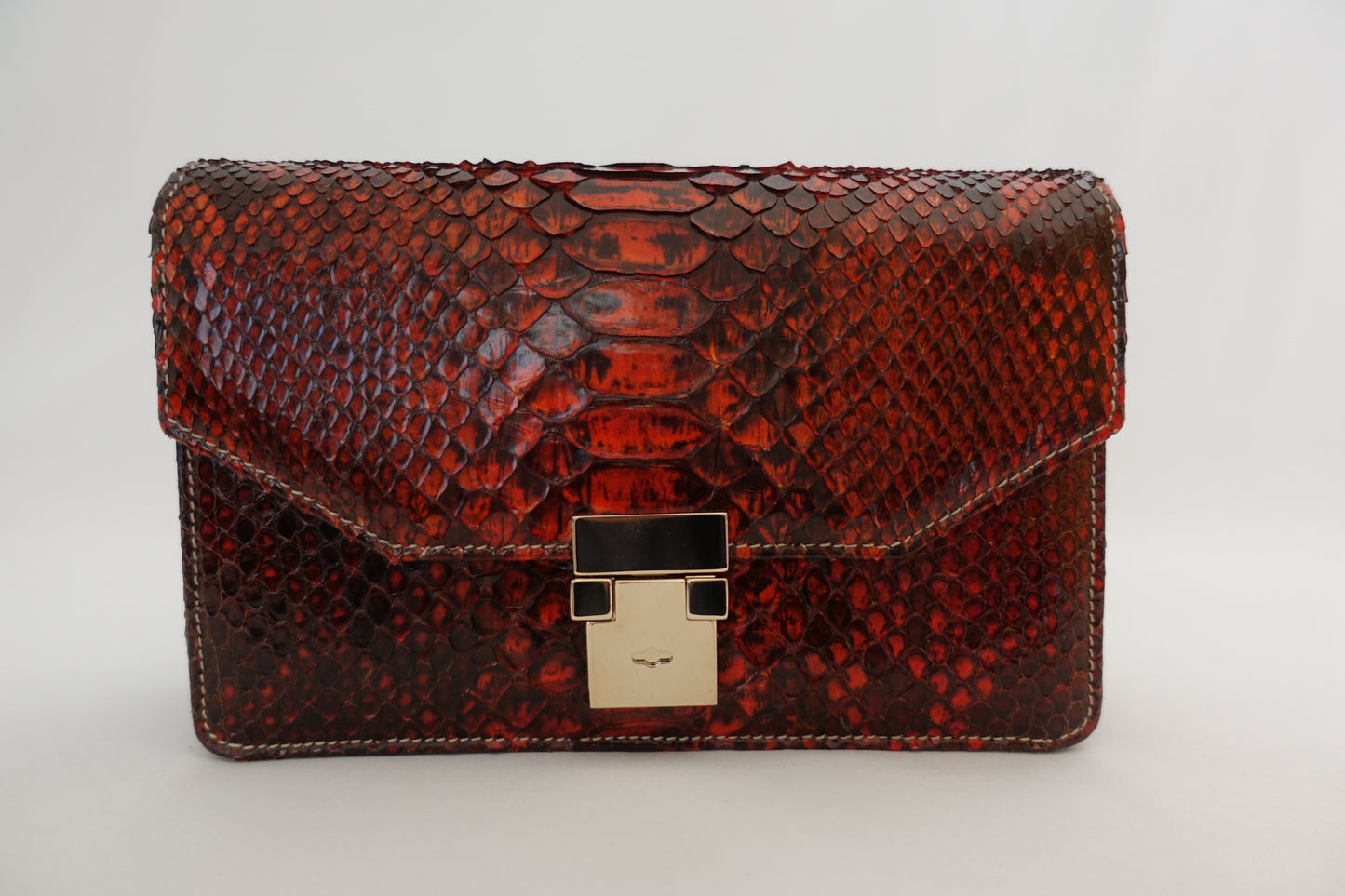 Red Snakeskin Clutch