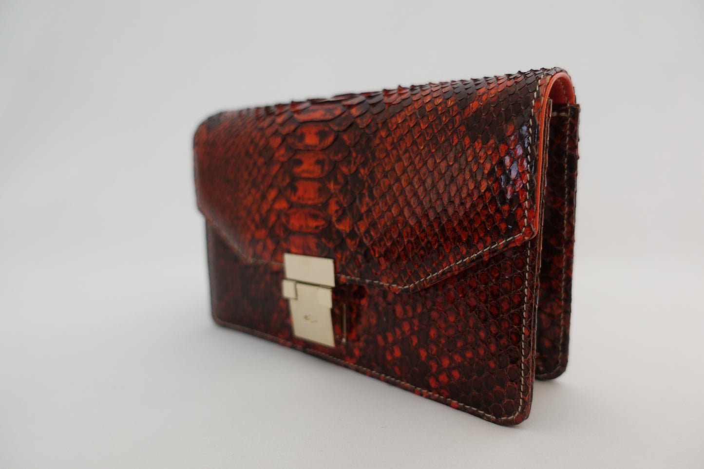 Red Snakeskin Clutch