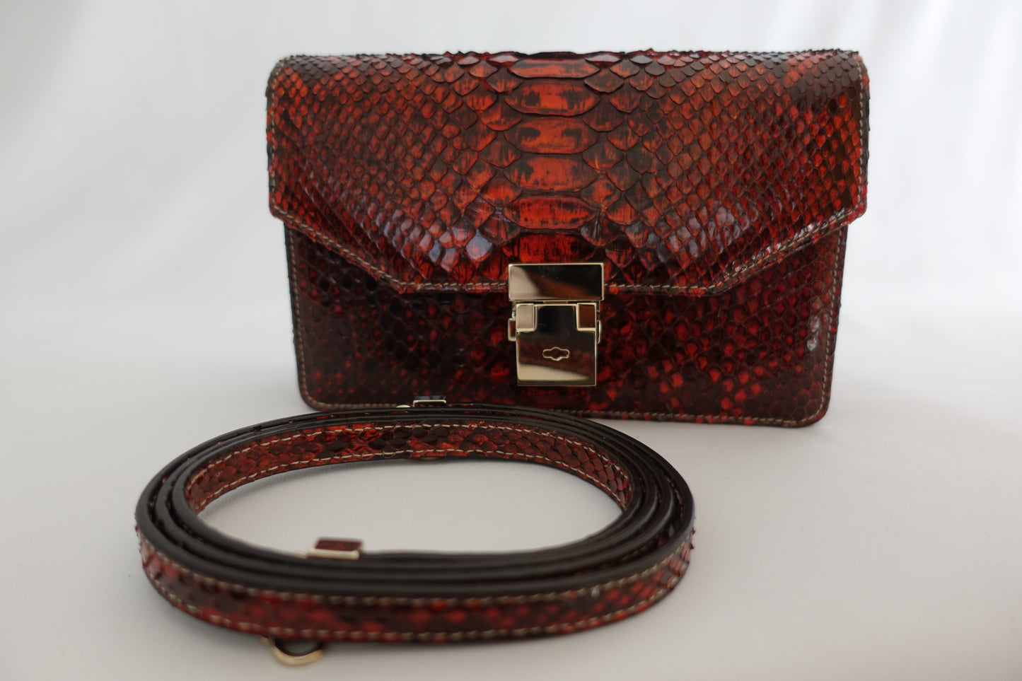 Red Snakeskin Clutch