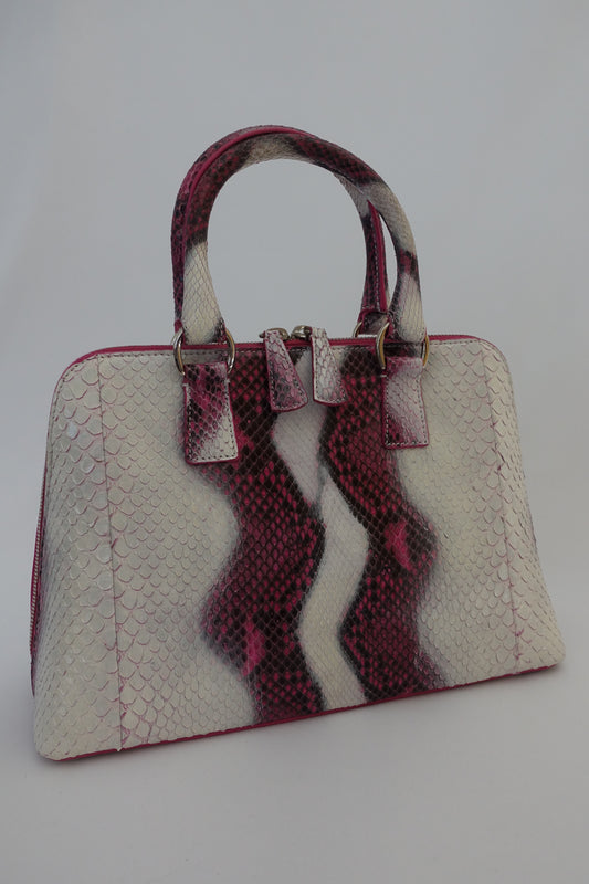 Pink and White Snakeskin purse