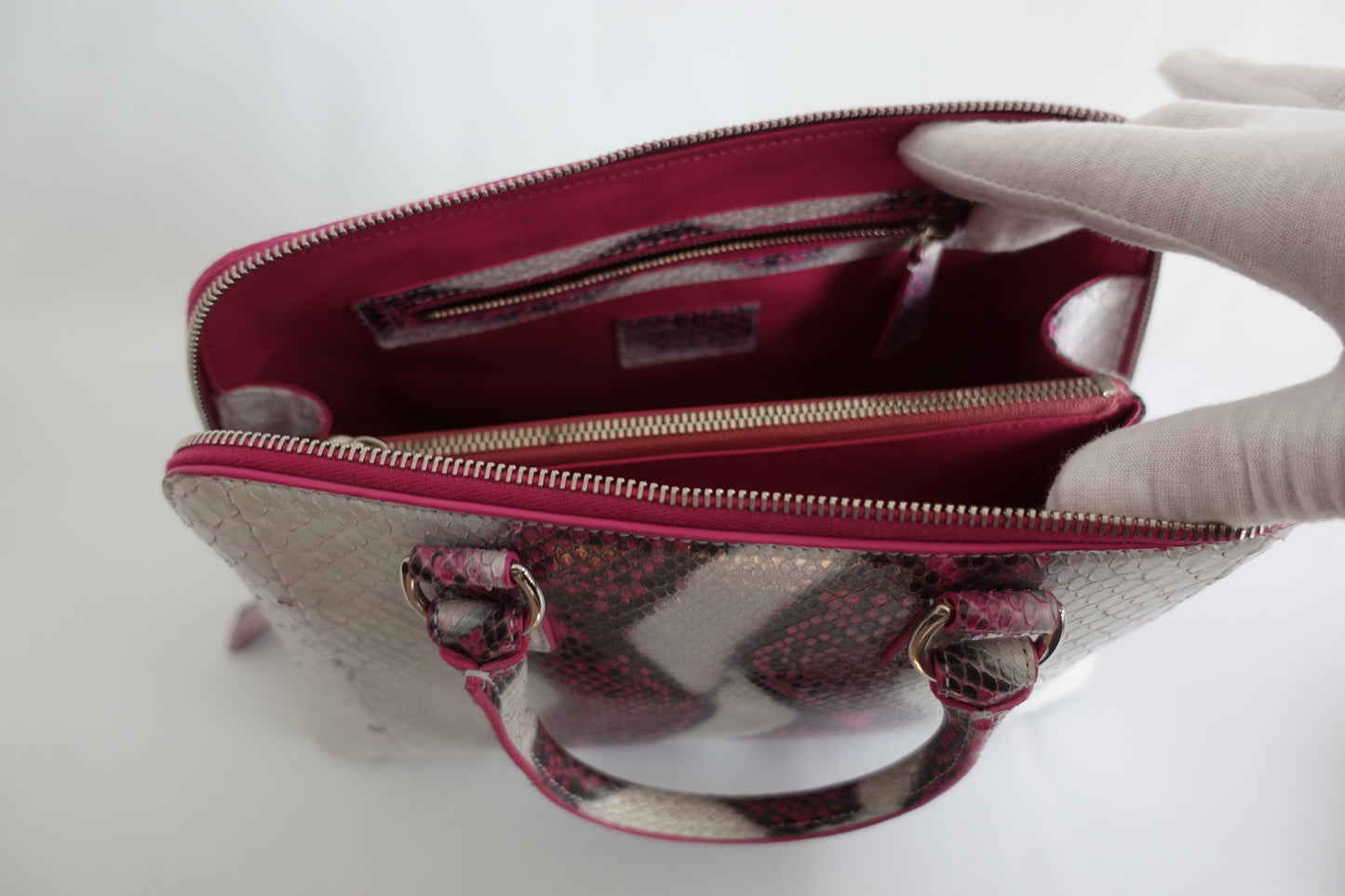 Pink and White Snakeskin purse