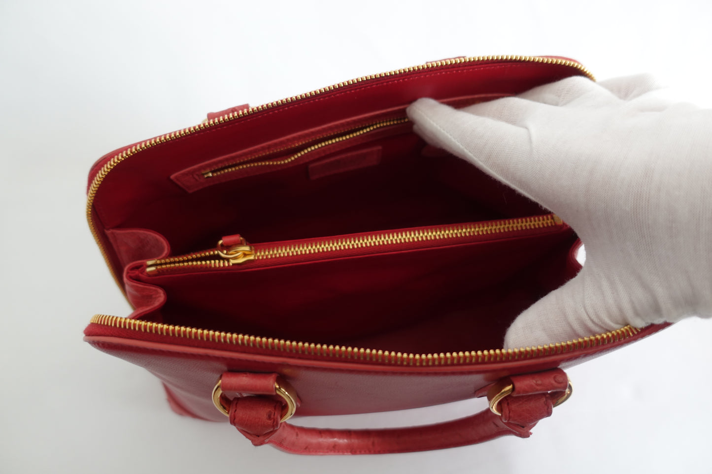 Red Leather and Ostrich Purse