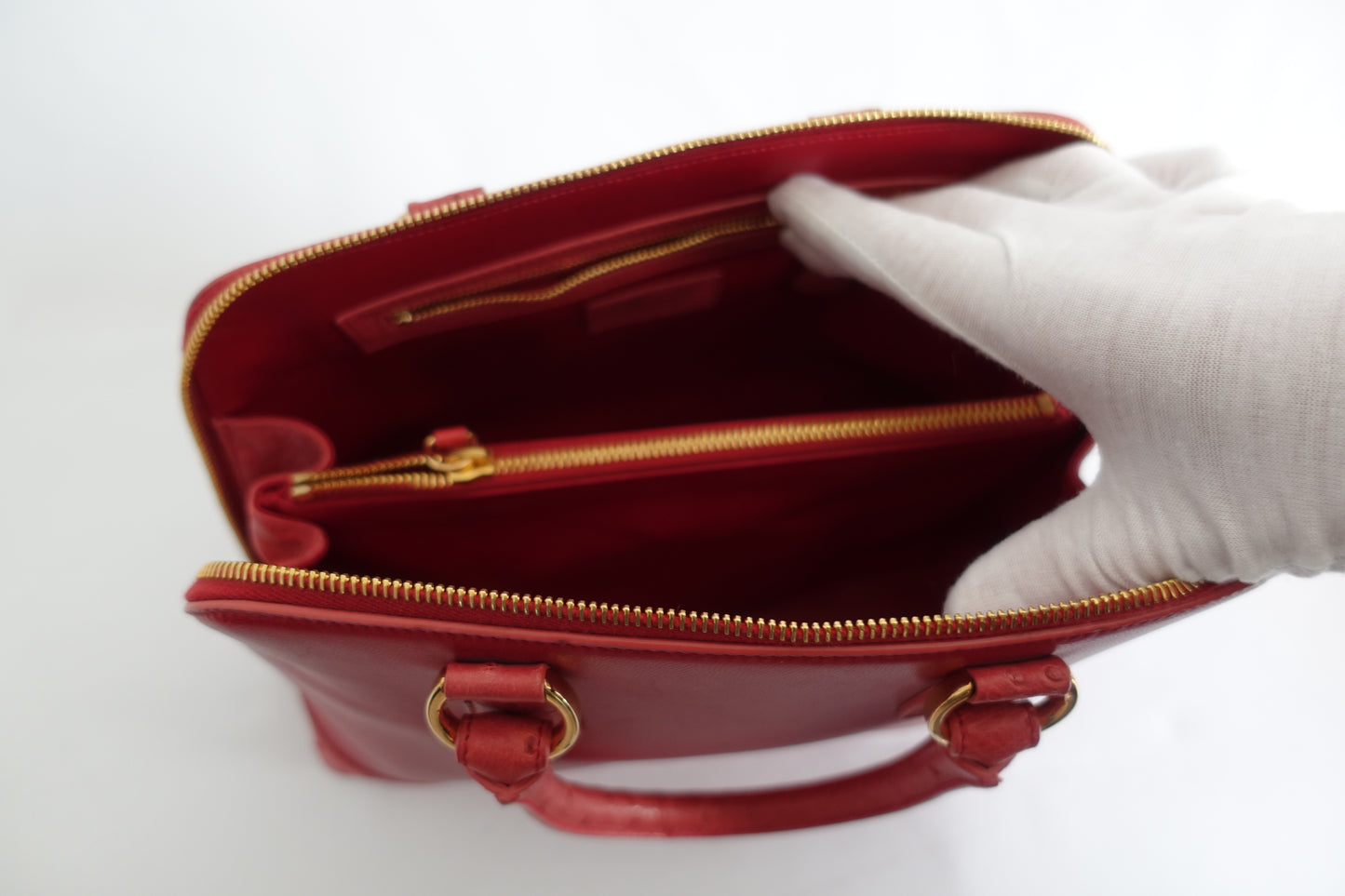 Red Leather and Ostrich Purse