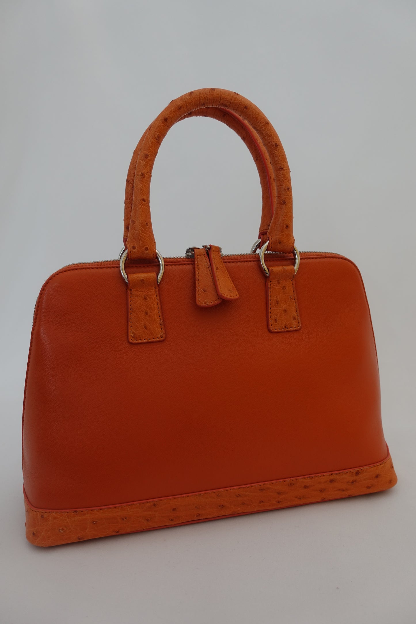 Orange Leather and Ostrich Purse