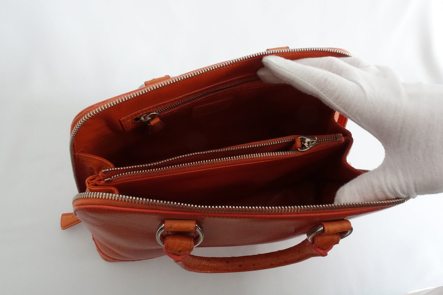 Orange Leather and Ostrich Purse