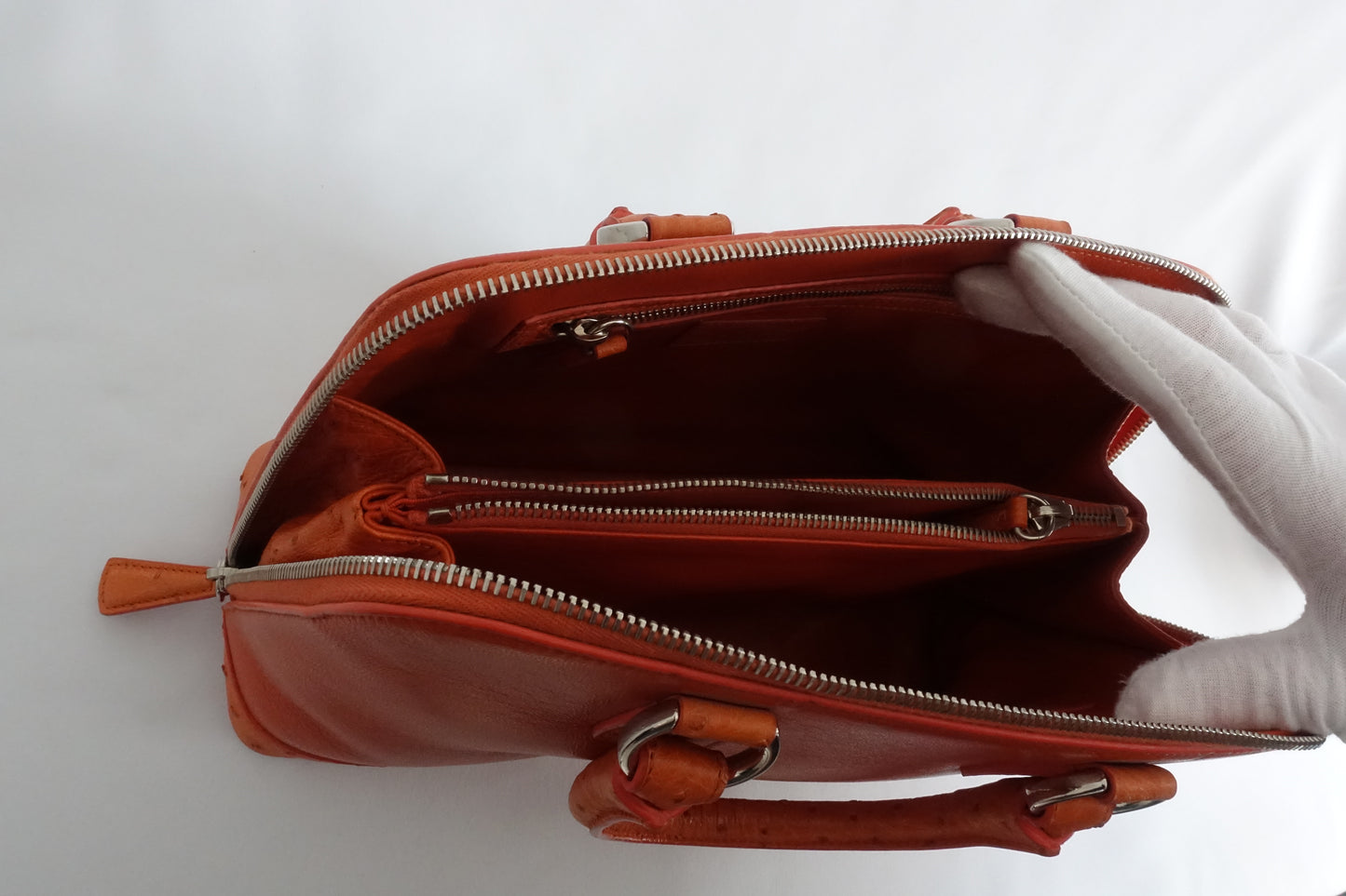 Orange Leather and Ostrich Purse